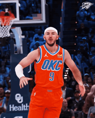 Basketball Player in Orange OKC Jersey Number 9