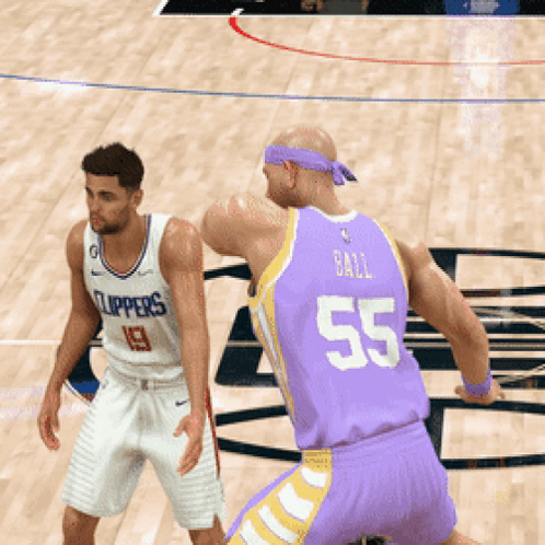 Basketball Player in Purple Jersey Number 55