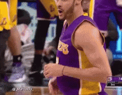 Basketball Player in Purple Lakers Jersey
