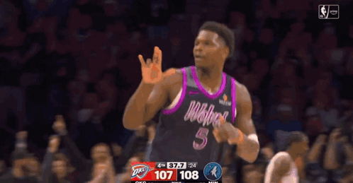 Basketball Player in Purple Wolves Jersey