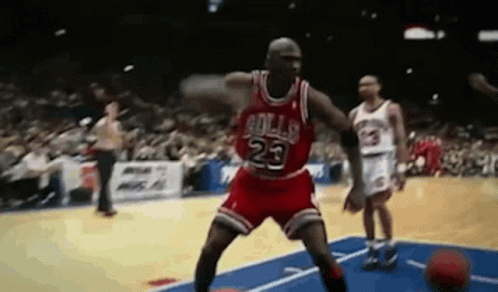 Basketball Player In Red Jersey 23 Dribbling GIF