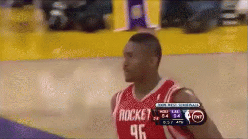 Basketball Player in Red Rockets Jersey