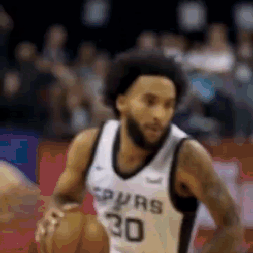 Basketball Player In Spurs Jersey Dribbling GIF