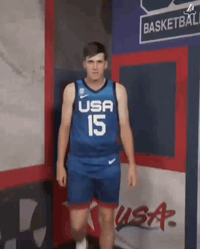 Basketball Player In USA 15 Jersey GIF
