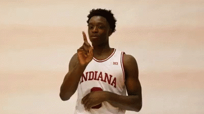 Basketball Player in White Indiana Jersey Shushing