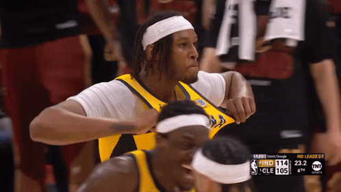 Basketball Player In Yellow Jersey Number 114 With Headband GIF
