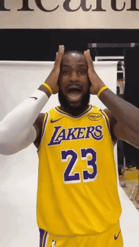 Basketball Player In Yellow Lakers Jersey GIF