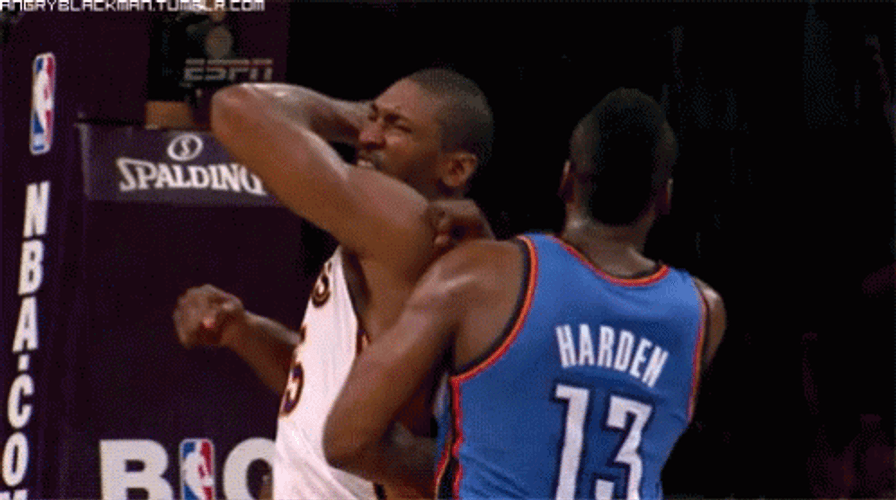 Basketball Player James Harden Face Hit By The Elbow GIF