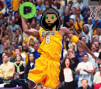 Basketball Player Jumping in Lakers Jersey
