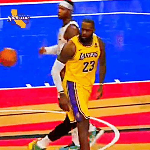 Basketball Player Jumping In Lakers Jersey GIF