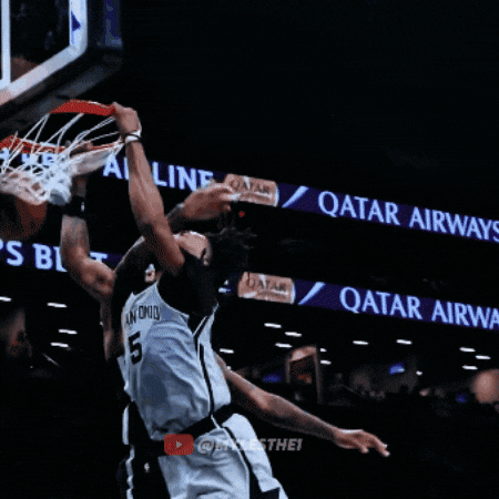 Basketball Player Number 5 Dunking GIF