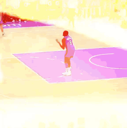 Basketball Player Number 8 on Court