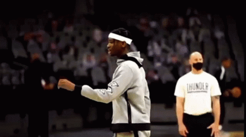 Basketball Player Wearing Headband And Thunder Shirt GIF