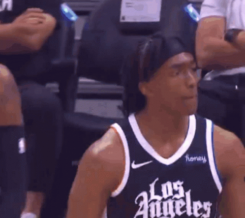 Basketball Player Wearing Los Angeles Jersey GIF