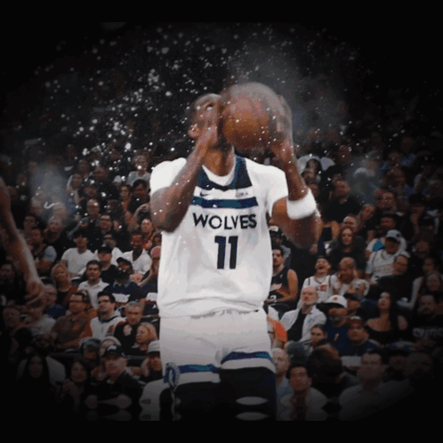 Basketball Player Wearing Wolves Jersey GIF