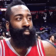 Basketball Player with Beard in Red Shirt