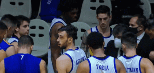 Basketball Players Huddled Together Number 7