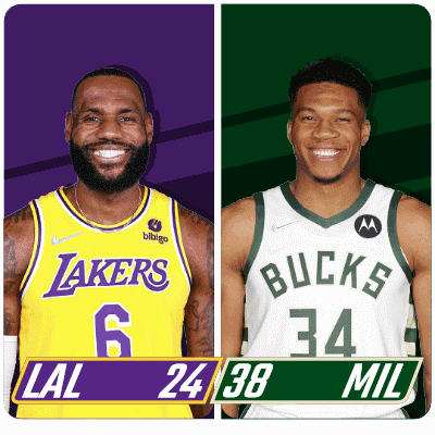 Basketball Players Smiling Lakers And Bucks GIF