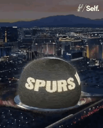 Basketball With Spurs Text in City