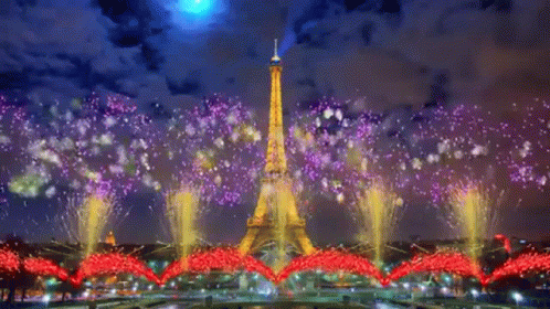 Bastille Day Fireworks On Eiffel Tower GIF