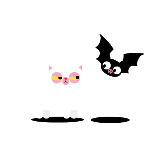 Bat and Cat Halloween Kiss