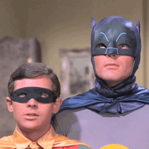 Batman and Robin Costumes Standing Together