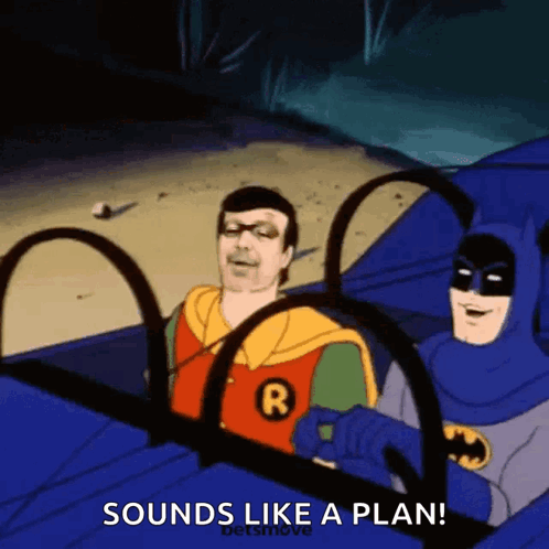 Batman and Robin in a Car Saying Sounds Like a Plan