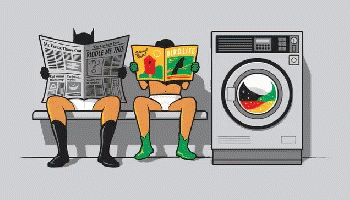 Batman And Robin Waiting For The Laundry GIF
