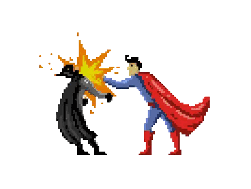 Batman and Superman Fighting Pixel Art