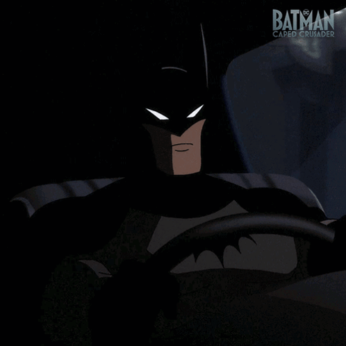 Batman Caped Crusader Driving Car In The Dark GIF