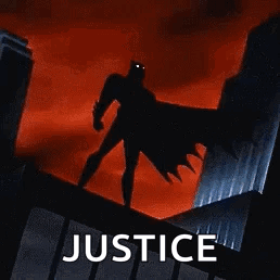 Batman On Building With Justice GIF