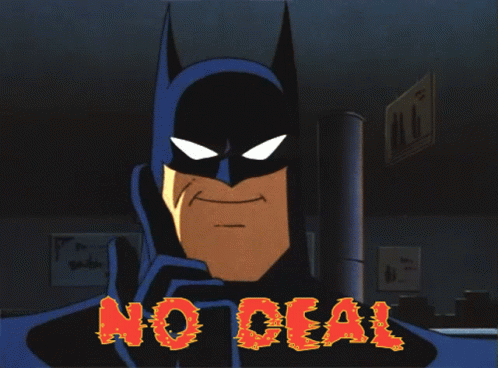 Batman Shaking Finger No Deal GIF