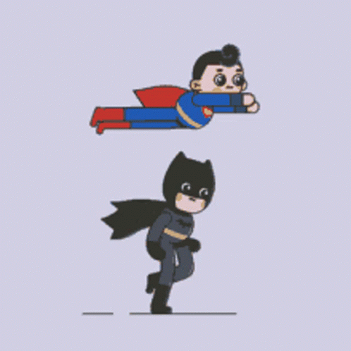 Batman Standing Over Superman GIF