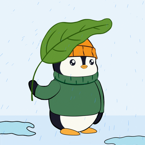 Batten Down The Hatches Pudgy Penguin Leaf Cover GIF