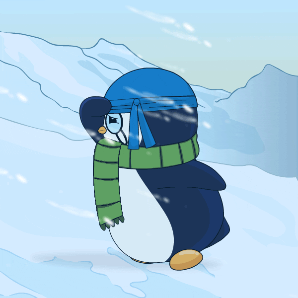 Batten Down The Hatches Pudgy Penguin Snowstorm GIF