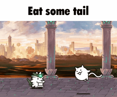 Battle Cats Eat Some Tail GIF