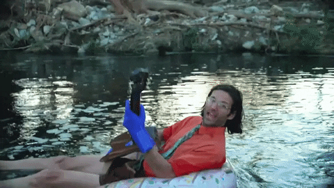 Bay Ledges Playing Guitar On River GIF