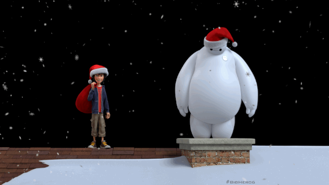 Baymax Slipping In Chimney On Feliz Navidad Night GIF