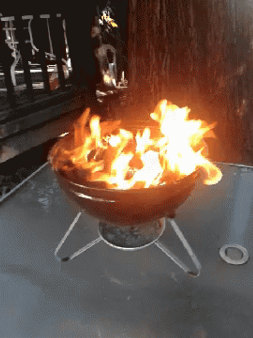Bbq Grill Burning Big Flames GIF