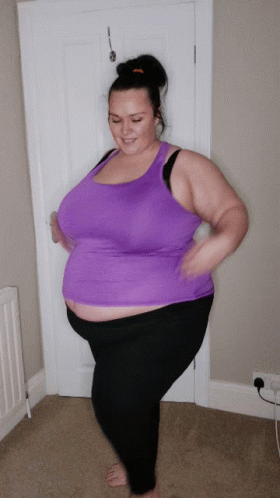 Bbw Happy Woman Flexing GIF