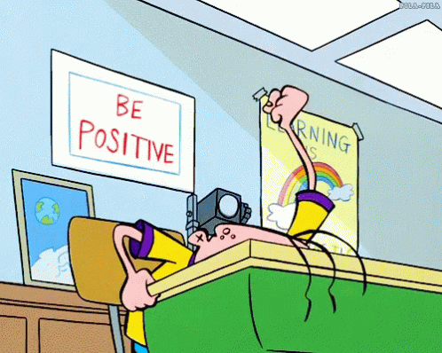 Be Positive Sign Above Cartoon Character