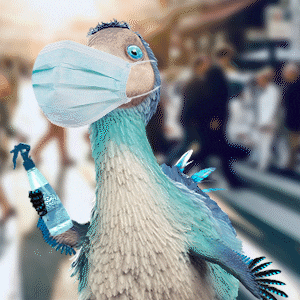 Be Safe Waving Dodo Bird GIF