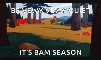 Be Vewy Vewy Quiet It's Bam Season Man Walking Through Forest