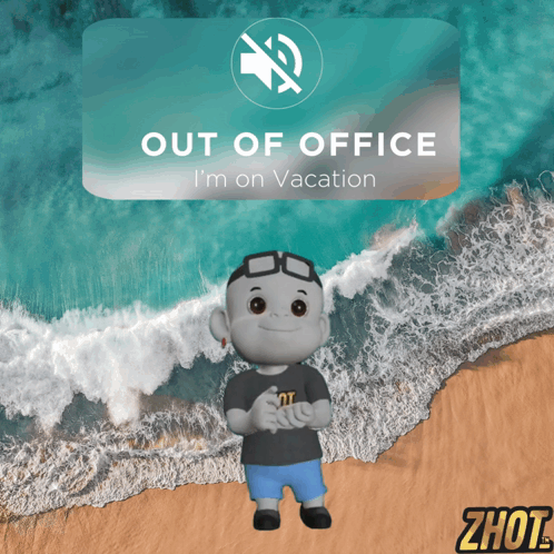 Beach Cartoon Out of Office I'm on Vacation