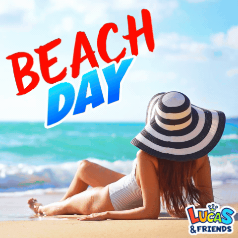 Beach Day Woman in Striped Hat