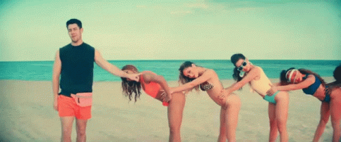Beach Girls Like Dominos Falling GIF