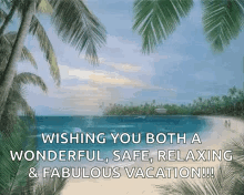 Beach Palm Trees Wishing Wonderful Vacation