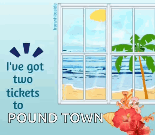 Beach Saying I've Got Two Tickets to Pound Town