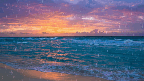 Beach Sunset Rain Falling GIF