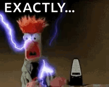 Beaker From The Muppet Show Shocked By Lightning Holding Metronome GIF